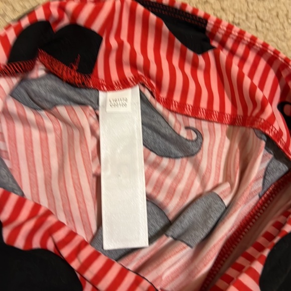 NEW RARE Lularoe OS Mustache Leggings Vertical Pink & Red Stripes Barber UNICORN - Picture 9 of 9